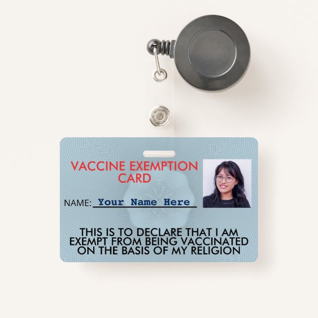 Religion Vaccine Exemption Card ID Badge (Front with Retractable)