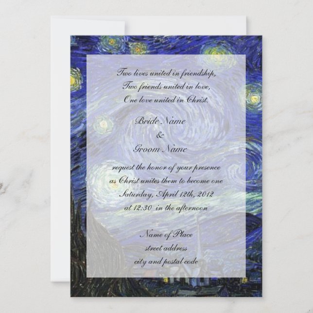 religion's wedding, van Gogh tstarry night Invitation (Front)
