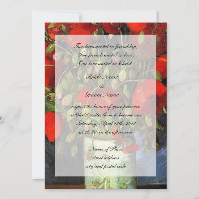 Religions wedding. Vase with Red Poppies. Invitation (Front)