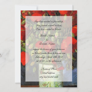 Religions wedding. Vase with Red Poppies. Invitation