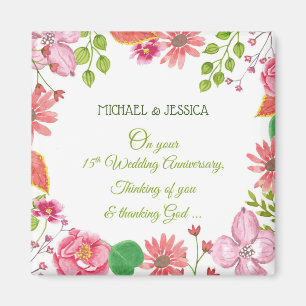 Religious 15th Wedding Anniversary Flowers Magnet