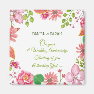 Religious 1st Wedding Anniversary Flowers Magnet