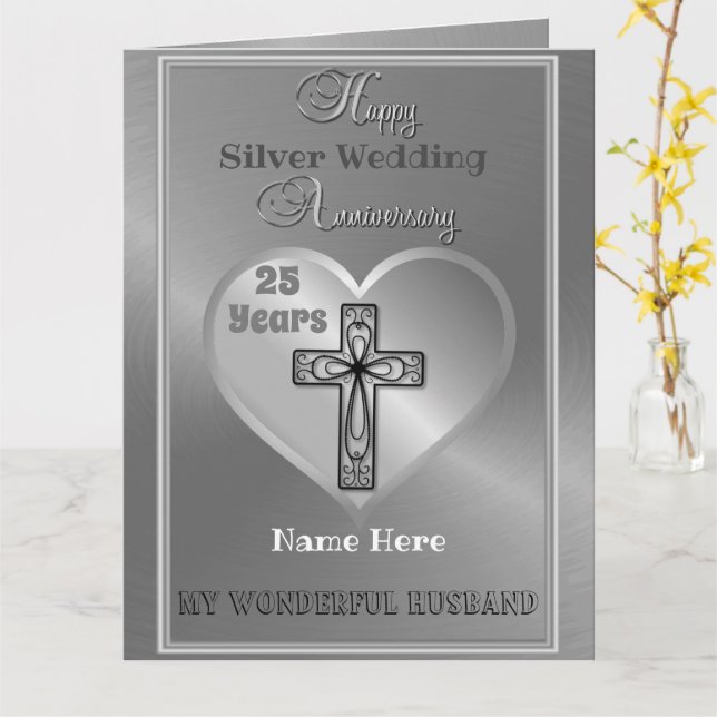 Religious 25th Wedding Anniversary Card Husband (Yellow Flower)