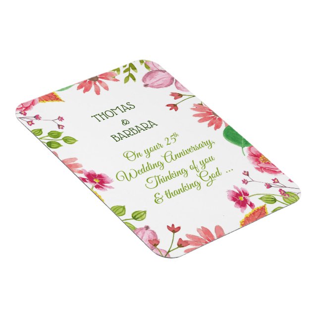 Religious 25th Wedding Anniversary Flowers Magnet (Right Side)