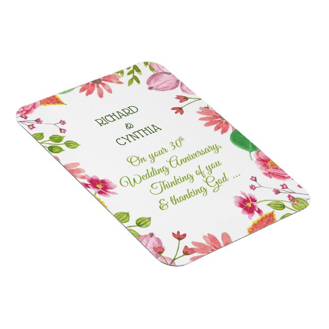 Religious 30th Wedding Anniversary Flowers Magnet (Right Side)