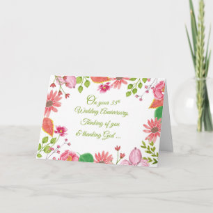 Religious 35th Wedding Anniversary Flowers Card