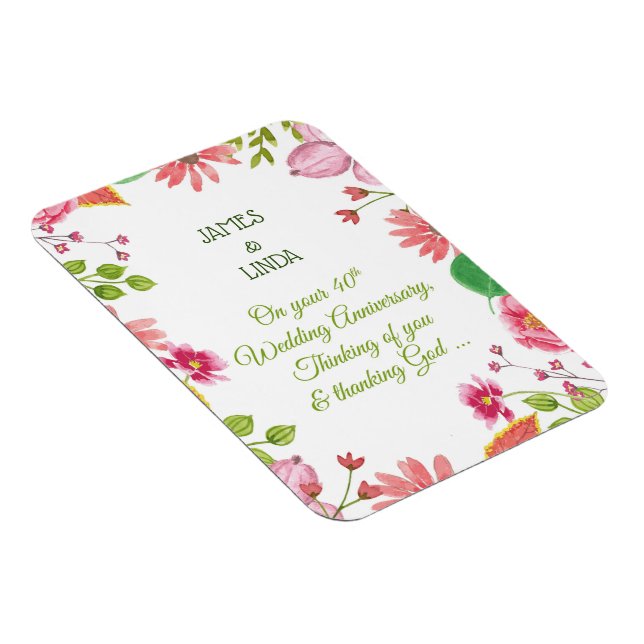 Religious 40th Wedding Anniversary Flowers Magnet (Right Side)