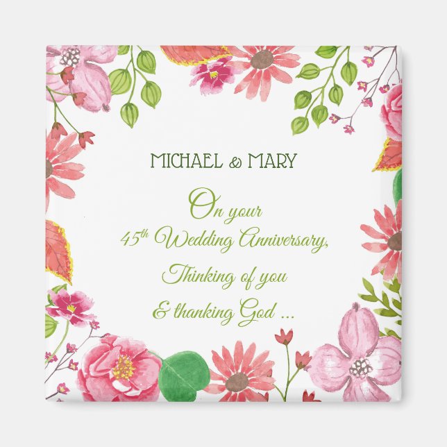 Religious 45th Wedding Anniversary Flowers Magnet (Front)