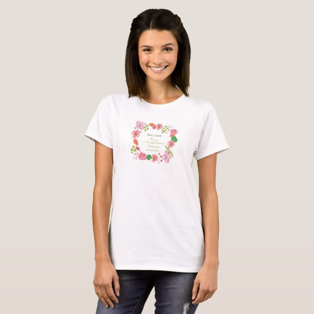 Religious 50th Wedding Anniversary Flowers T-Shirt (Front Full)