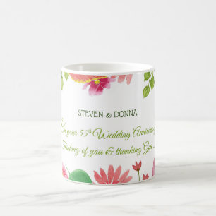Religious 55th Wedding Anniversary Flowers Coffee Mug