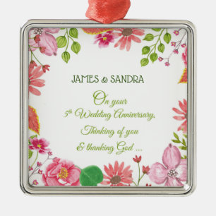 Religious 5th Wedding Anniversary Flowers Metal Tree Decoration