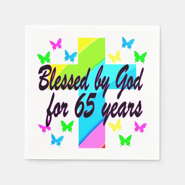 RELIGIOUS 65TH BLESSED BY GOD DESIGN NAPKIN (Front)