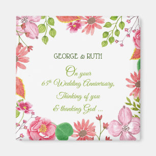 Religious 65th Wedding Anniversary Flowers Magnet