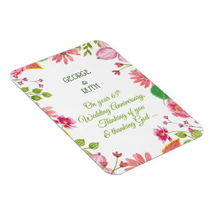 Religious 65th Wedding Anniversary Flowers Magnet