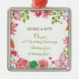 Religious 65th Wedding Anniversary Flowers Metal Tree Decoration