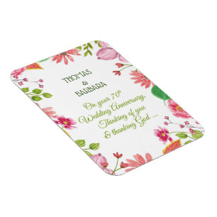Religious 70th Wedding Anniversary Flowers Magnet