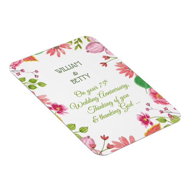 Religious 75th Wedding Anniversary Flowers Magnet (Right Side)