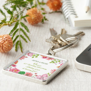 Religious 80th Wedding Anniversary Flowers Key Ring