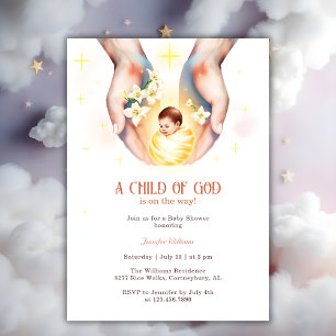 Religious A Child of God Christian Baby Shower Invitation