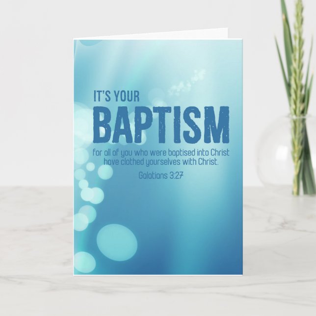 Religious Adult Baptism Card With Bible Verse (Front)
