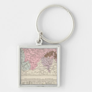 Religious and Linguistic Map of Switzerland Key Ring