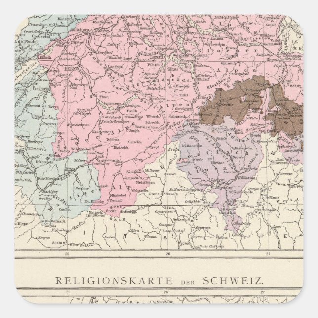 Religious and Linguistic Map of Switzerland Square Sticker (Front)