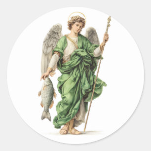 Religious Angel Saint Raphael Archangel Christian  Classic Round Sticker