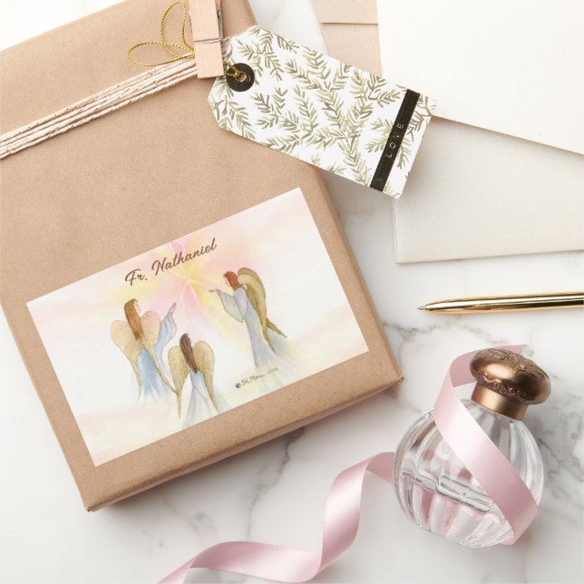 Religious Angels Personalised Rectangular Sticker (Gifting)