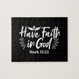 Religious Art: Have Faith in God Scripture Design Jigsaw Puzzle