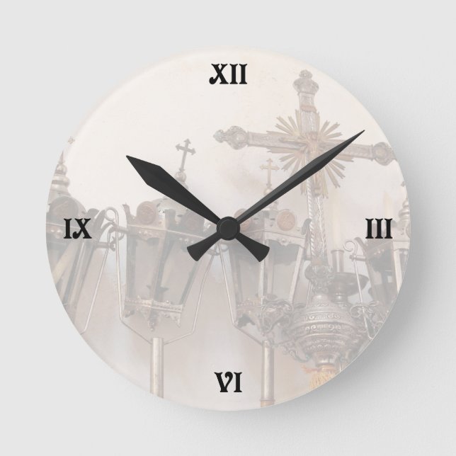 Religious artefacts round clock (Front)