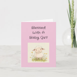 Religious Baby Girl Congratulations With Text,  Card