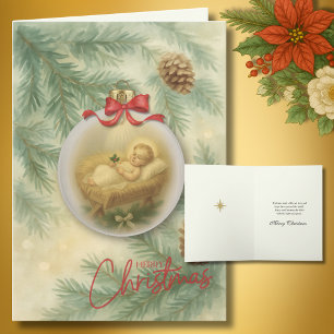 Religious Baby Jesus Christmas Tree Ornament Holiday Card