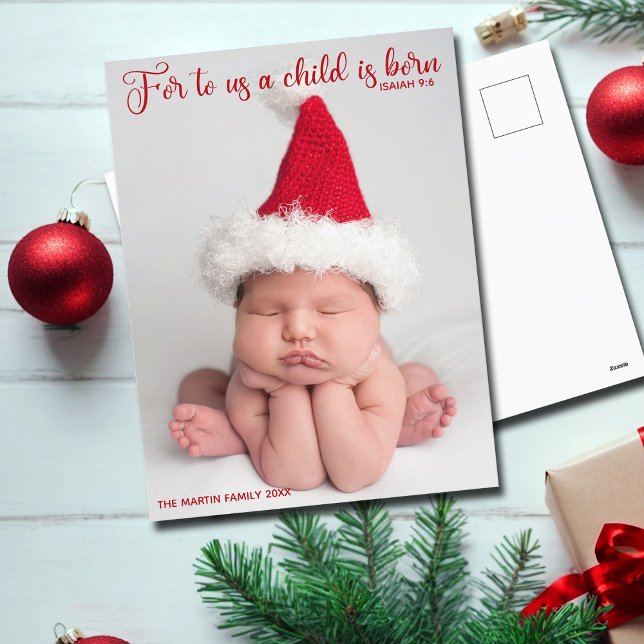 Religious Baby Photo Christmas Bible Verse Cute Postcard (Creator Uploaded)