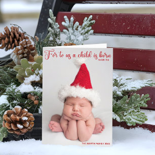 Religious Baby Photo Christmas Bible Verse Folded Holiday Card