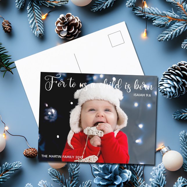 Religious Baby Photo Christmas Birth Announcement Postcard (Creator Uploaded)