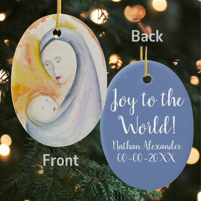 Religious Baby's First Christmas Personalised Ceramic Tree Decoration (Creator Uploaded)