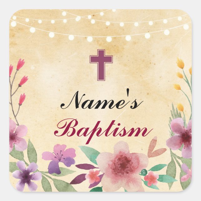 Religious Baptism Name Stickers Holy Cross Labels (Front)