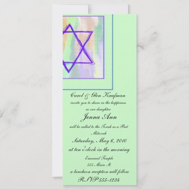 Religious, Bar Mitzvah, Bat Mitzvah Invitation (Front)