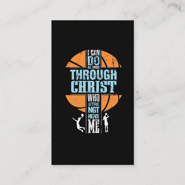 Religious Basketball Player Philippians 4:13 Chris Business Card (Front)