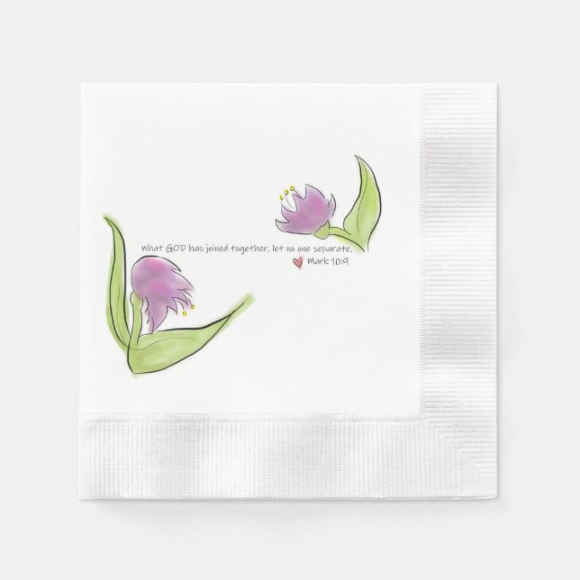 Religious Bible Verse and Flowers Napkin (Front)