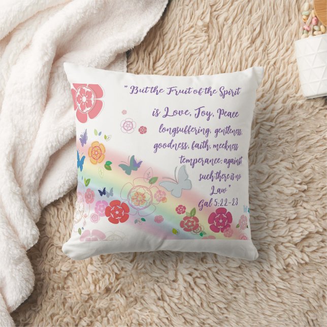 Religious Bible Verse,  Colourful Flowers Butterfl Cushion (Blanket)