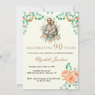 Religious Birthday Eucalyptus St. Joseph Invitation