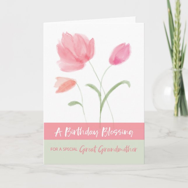 Religious Birthday Great Grandmother Blessing Card (Front)