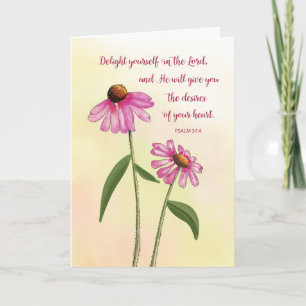 Religious Birthday Pink Echinacea Watercolor Card
