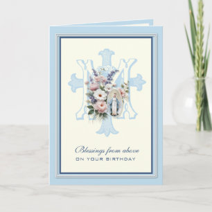 Religious Birthday Virgin Mary Floral Card
