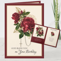 Religious Birthday Virgin Mary Rosary Card