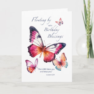 Religious Birthday Watercolor Butterflies Card