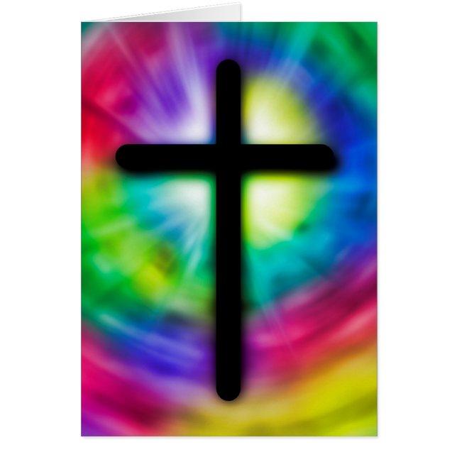 Religious Blank Card, Cross and Tie Dye (Front)