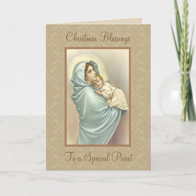 Religious Blessed Mother Baby Jesus Holiday Card (Front)