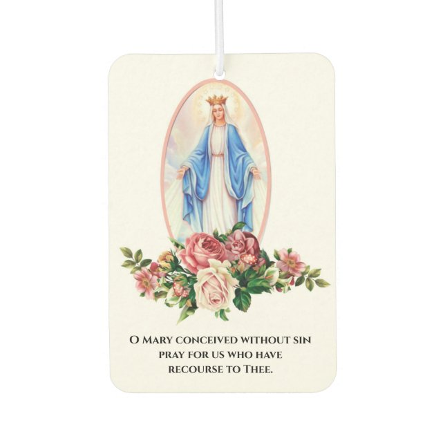 Religious Blessed Virgin Mary Catholic Prayer Car Air Freshener (Front)